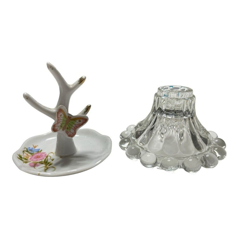 Butterfly Jewelry Holder & Glass Candle Stick Holder